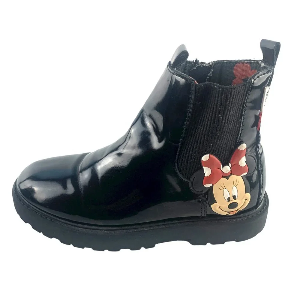 ZARA‎ X DISNEY Faux Patent Leather Zip Rain Boots